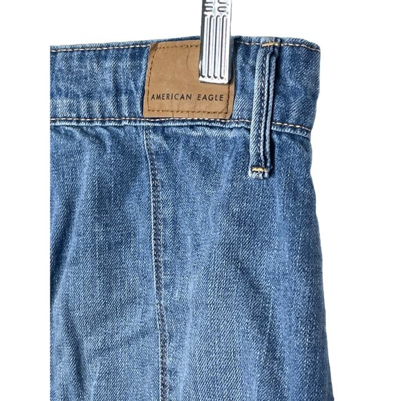 American Eagle Womens 2 XS Super Hi Rise A Line Blue Jean Denim Mini Skirt - Picture 13 of 14